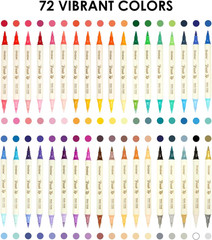 72 Colors Acrylic Paint Markers, Soft Brush Tip Acrylic Markers Set, Water Based