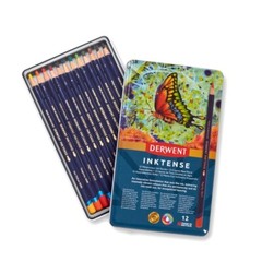 Derwent Inktense Water-Soluble Colour Pencils 12 Tin Set