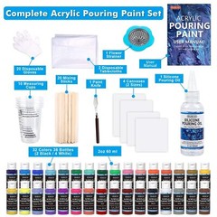Acrylic Pouring Paint, Set of 36 Bottles (2 oz/60ml) Pre-Mixed High-Flow Acry…