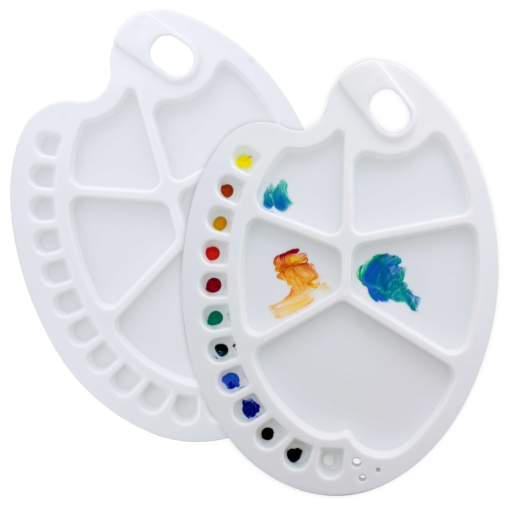 U.S. Art Supply 17-Well Plastic Painting Palette (Pack of 2)