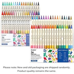 Dual Tip Acrylic Marker Set 36 Colors 2 in 1 Non Toxic Waterproof Art Supplies