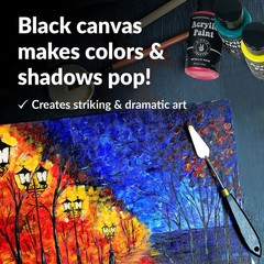 Stretched Black Canvas for Painting, 10 Pack 11×14 Blank Canvases, Gesso Prim…