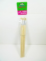 Artist Brushes Long Wood Handles Pig Hair Bristles 5 Pc Wooden Handle Set Sets