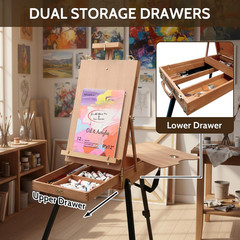Light Weight French Style Field and Sketchebox Easel with Aluminum Tripod, Adjus