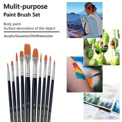 Paint Brushes Set 10 Pcs Round Pointed Tip 10 Sizes 17.1-19.7cm – Art, Face