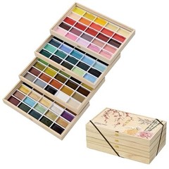 [US Tax Paid] Kuretake Gansai Tambi 100 Colors Set Wooden Box MC20/100WD4 Japan