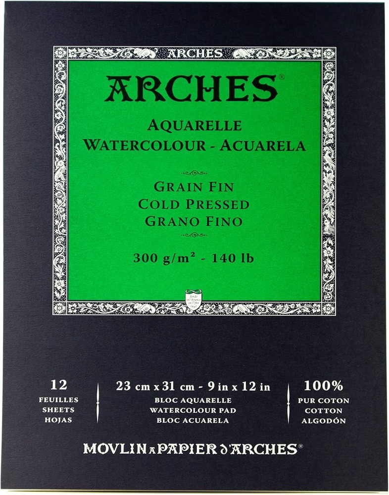 Arches Watercolor Paper Pad, 140 pound, Cold Press, 9″x12″ 9×12, Multicolor