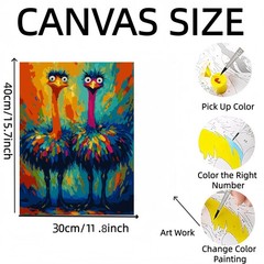 Paint by Numbers for Adults,Two Colorful Ostrich Adult Paint by Number Kits