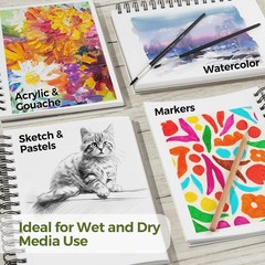 Watercolor Pad 10×7, 3-Pack, 90 Sheets, 140 lb/300 GSM, Double-Sided, Cold Pr…
