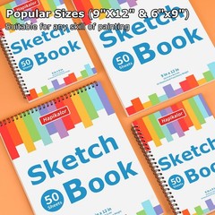 3-Pack 50 Sheets 9″ x 12″ Sketch Book, Spiral x 12″(Pack of 3), white