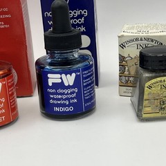 Lot Of 5 FW Nonclogging calligraphy Drawing Ink By FW Higgins Winsor Newton READ