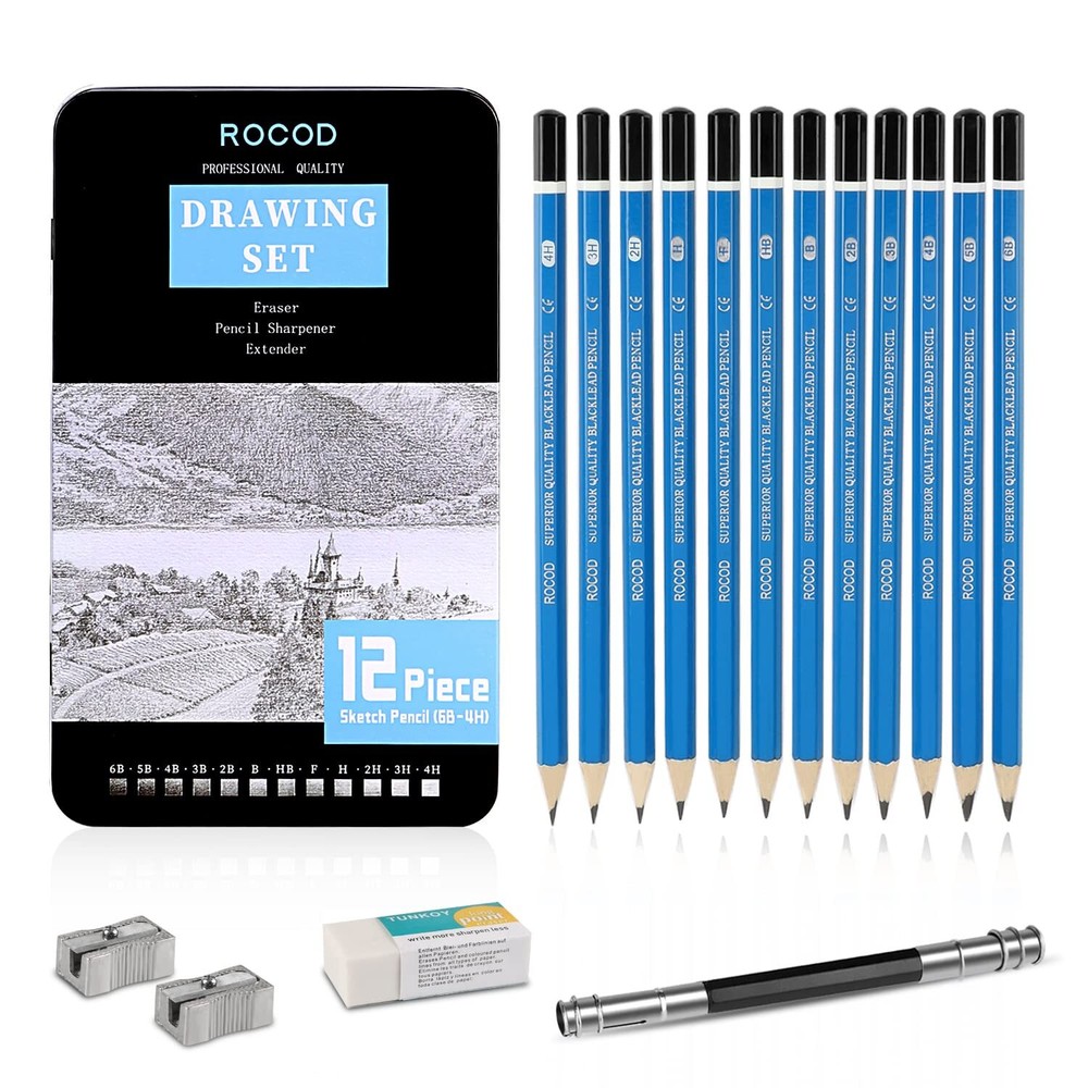 Professional Art Graphite Sketch Pencils 6B to 4H Range for Artist Beginner