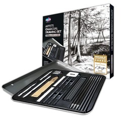 Artists Charcoal Drawing Set 24 piece Gift Tin Set The Ideal Starter Set