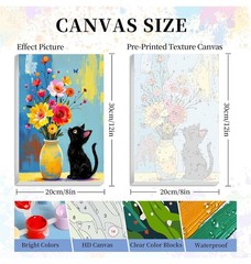 Cat Paint by Numbers Kit for Adults Beginner – Wooden Easel, Black Cat Paint …