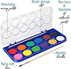 2 Pack Watercolor Paint Set 12 Vivid Colors 2 Packs of 12 Colors, 12 Color