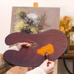 Oval Walnut Wooden Paint Palette 16×12 Inch for Oil and Acrylic Paints