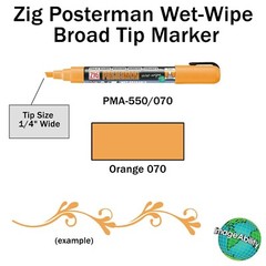 Orange Wet-Wipe Broad Chisel 6mm Tip Liquid Chalk Marker Zig Posterman PMA-550