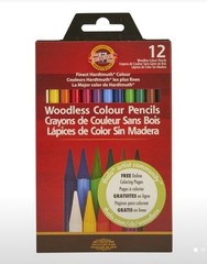 Koh-I-Noor Hardtmuth Woodless Colour Pencil 12-Color Set NEW Shipping Included