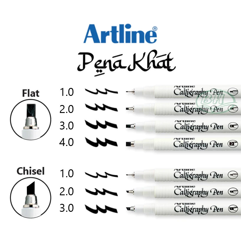 3 pcs Artline SUPREME Calligraphy Pen Arabic Style Khat Art 1.0mm-3.0mm Black