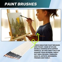 12Pcs Acrylic Paint Brushes Set, Professional Round-Pointed Tip Artist9729