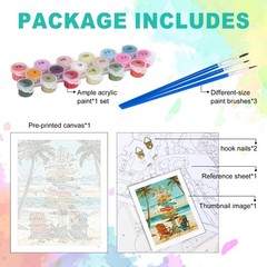 Paint by Numbers Kit for Adults, Beach Sign and Palm Trees DIY Painting on Ca…
