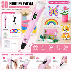 3D Drawing Pen Kit LED Screen PLA Filament 3D Printer Pen DIY Art Craft Set