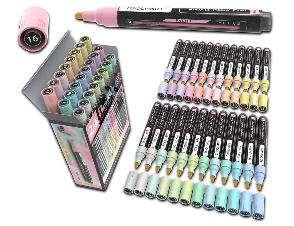TOOLI-ART Special Colors Acrylic Paint Markers Pens for Rock Painting & Multi-Su