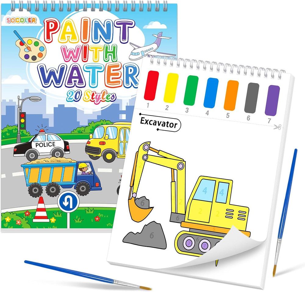 Paint with Water Coloring Books for Toddlers, Traffic Theme Mess Free Watercolor