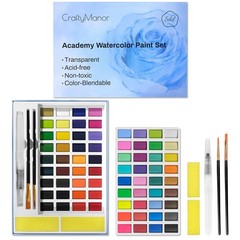 72 Colors Large Block Watercolor Paint Set Portable Kit With 3 Paintbrushes