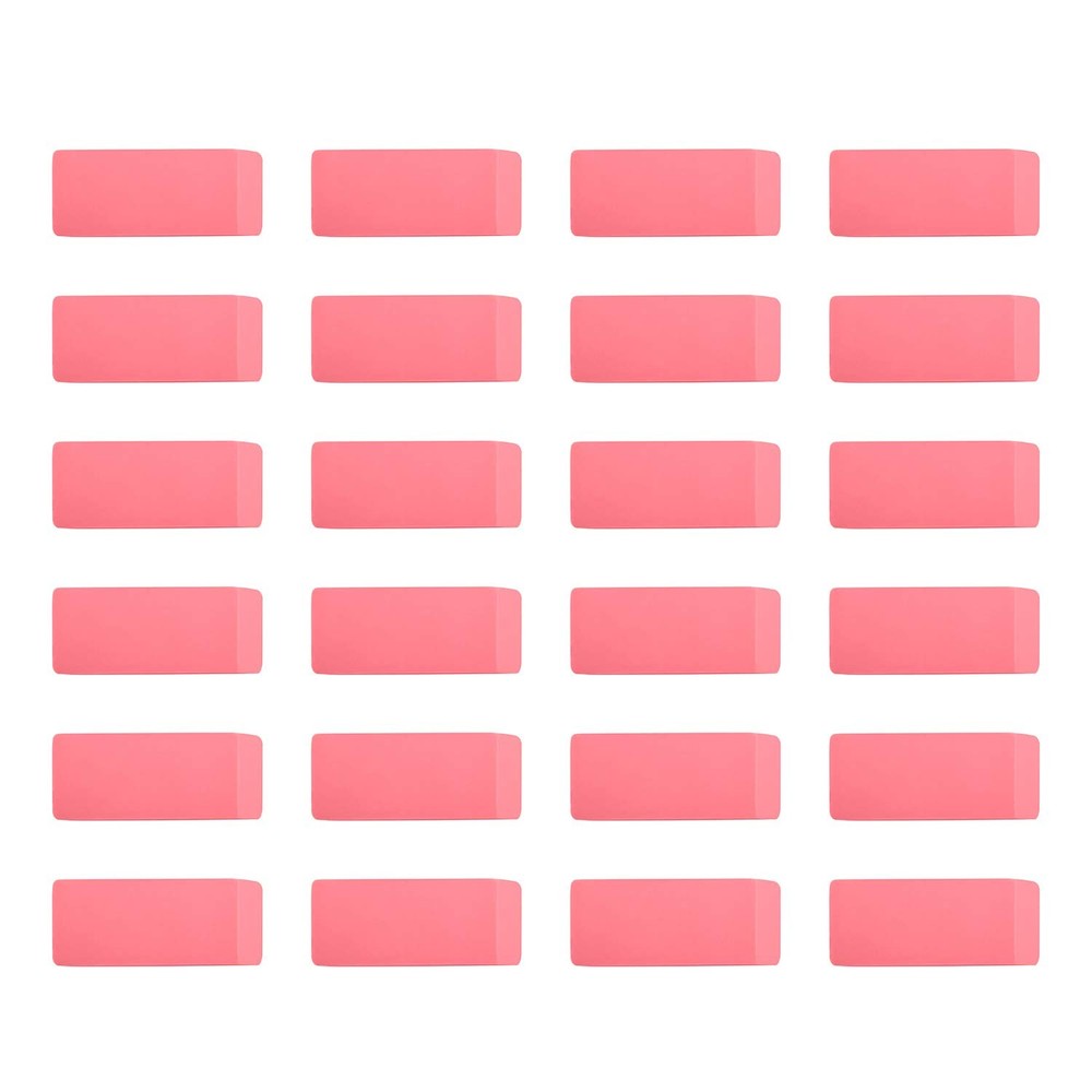 Amazon Basics Rectangular Erasers for School and Office, Pink, 24 count, Pink