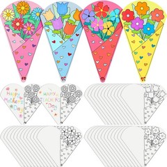 48 Pcs Graduation Crafts Flower Bouquet Color Your Own Paper Coloring DIY Kit