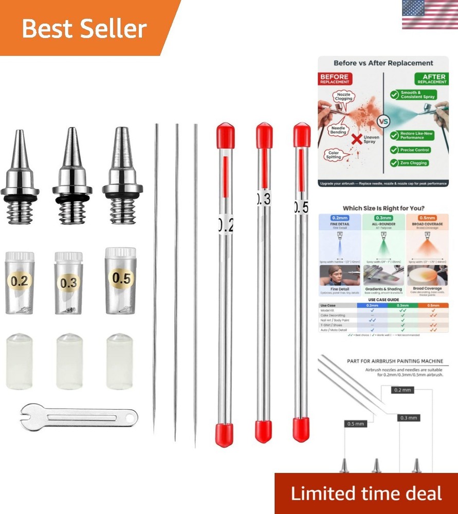 10 Pieces Airbrush Replacement Parts Kit – Compatible with Most Standard Airb…
