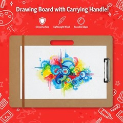 13×17 Inch Artist Sketch Board Handle Portable Wooden Clipboard Drafting Tote