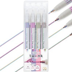 Sunstar Stationery S4540743 Water-Based Pen Twin 2-Color Line Pen Set of 4pcs