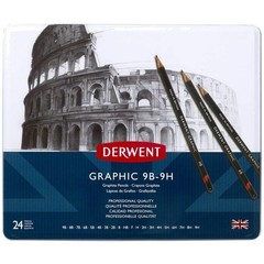 High-Quality 9B-9H Graphite Pencils, Set of 24