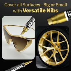 Chrome Gold Paint Pen – 4 Gold Paint Markers (1mm, 3mm, 5mm, 10mm) | Permanen…