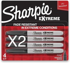 Sharpie Extreme Permanent Markers Fine Point Black 4 Count (8 Total) (2Pack)