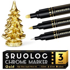 SRUOLOC 3Pcs Liquid Gold Paint Markers, Oil-based Permanent Chrome Maker, Gl…