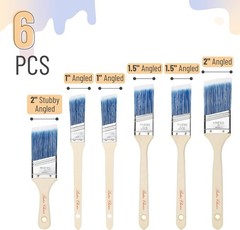 Paint Brushes 6-Pack Angle Brushes in Assorted Sizes for All Latex and Oil Paint