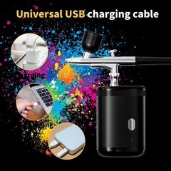 Airbrush kit: Handheld Spray Paint Gun with 0.3/0.5mm Nozzle, Rechargeable Co…