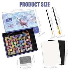 60 Colors Mini Glitter Metallic Watercolor Paint Set – Shimmering Pearl Art Supp