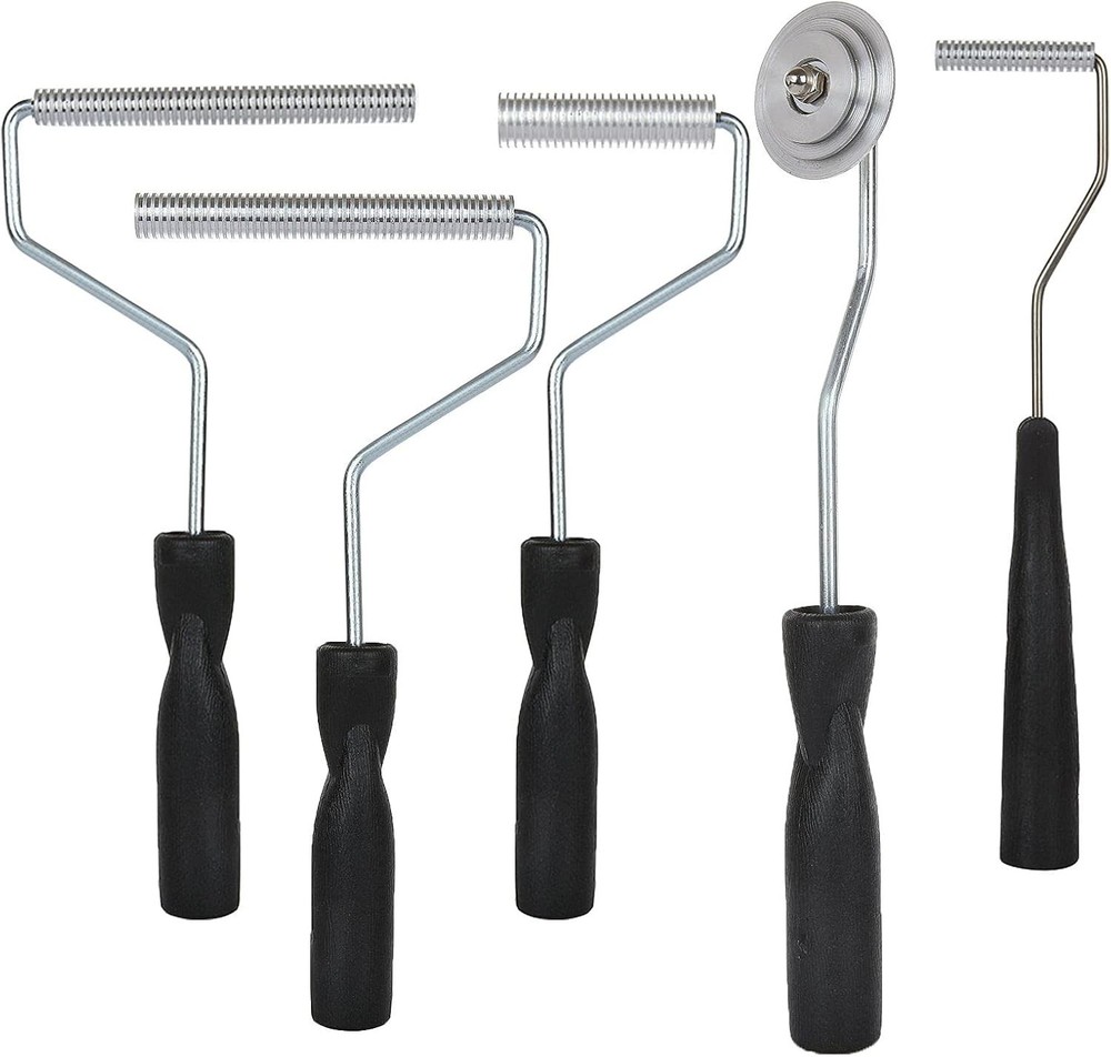 Fiberglass Roller Tools Kit Set of 5, Bubble Paddle Tool brush nickel, black