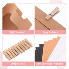 20pcs 4 x 6″ Kraft Paper Photo Frame Banner with Clips and String, Brown