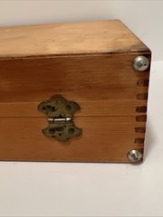 VTG Wooden Hinged Artist Painters Box with Dovetail Design Wood Briefcase Travel