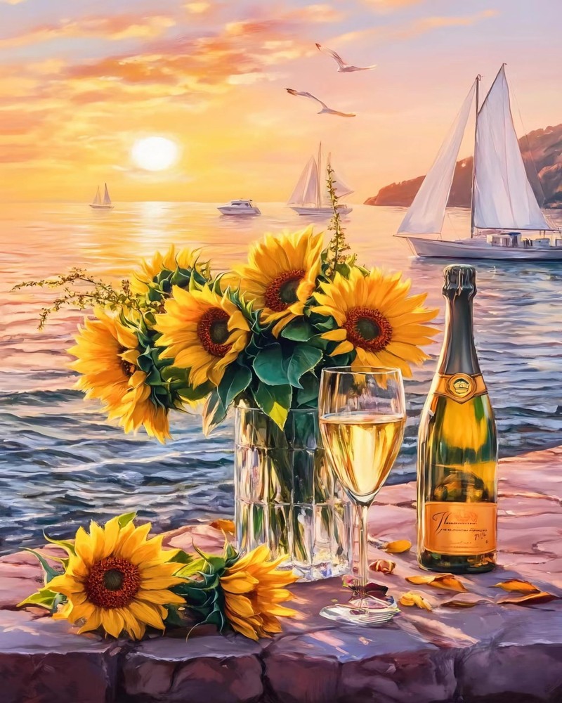 Paint By Numbers Kit Sunflower Stunning Sunflower Sunset Field Full Drill Art