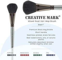 Creative Mark Goat Hair Mop Brush – 1″ Oval, Natural Goat Hair for Watercolor, O