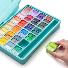 Gouache Paint Set 48 Colors 12g Twin Cup Jelly Non Toxic HIMI Brushes Design