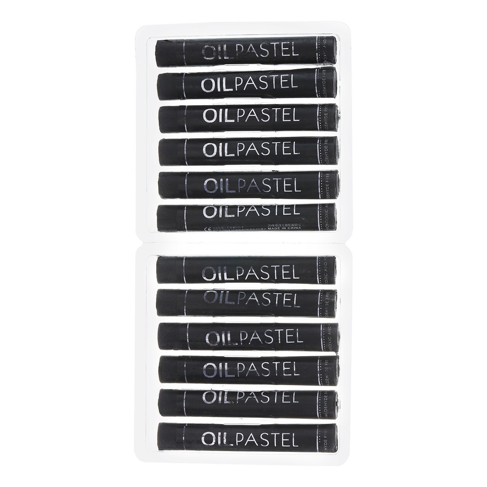 12Pcs Creamy Oil Pastels Soft Oil Crayons Pastels Stick Black for Art Painting