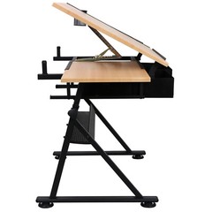 MDF Drafting Table Drawing Desk Artcraft Workstation Adjustable w/Stool 2 Drawer