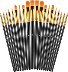 Paint Brushes Set, 20 Pcs for Acrylic 7.7 inches, Black